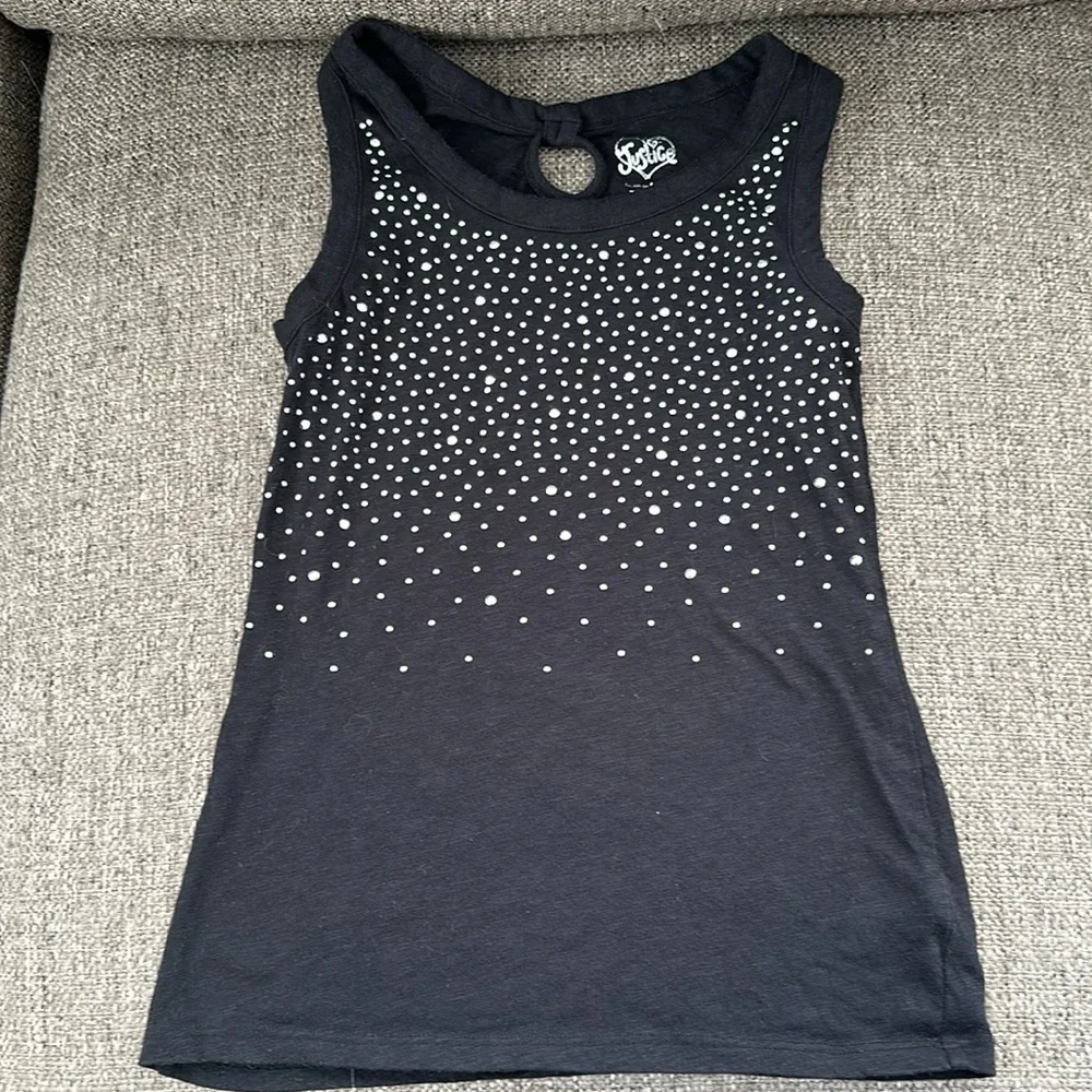 Justice Girls Black Bling Tank Top Size 12